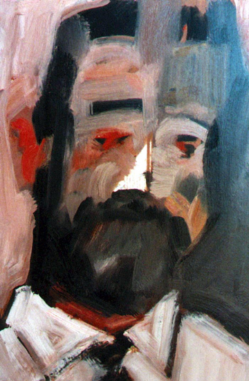 Rostro con barba - 59x68cm - Óleo Cartón - 1999.